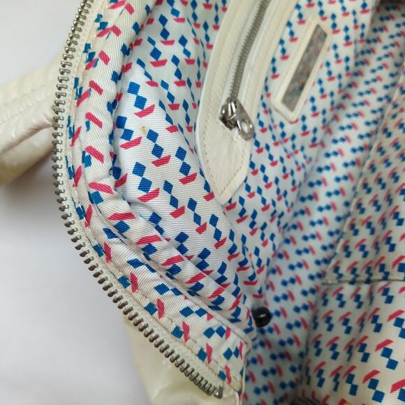 Marc By Marc Jacobs Ivory Patent Leather Pocket Dual Zipper Closure Satchel Bag - Picture 10 of 16